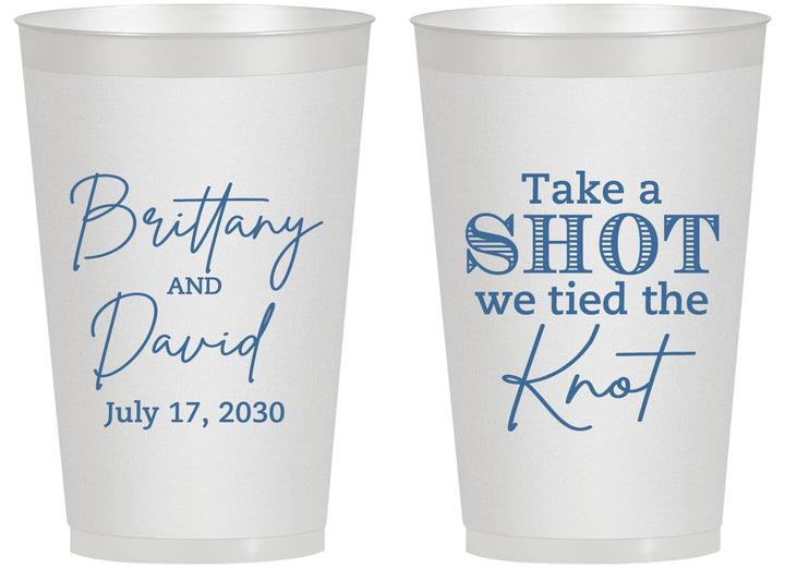Personalized Wedding 14 oz Frosted Cups - Take A Shot We Tied The Knot | 550