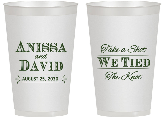 Personalized Wedding 14 oz Frosted Cups - Take A Shot We Tied The Knot | 551