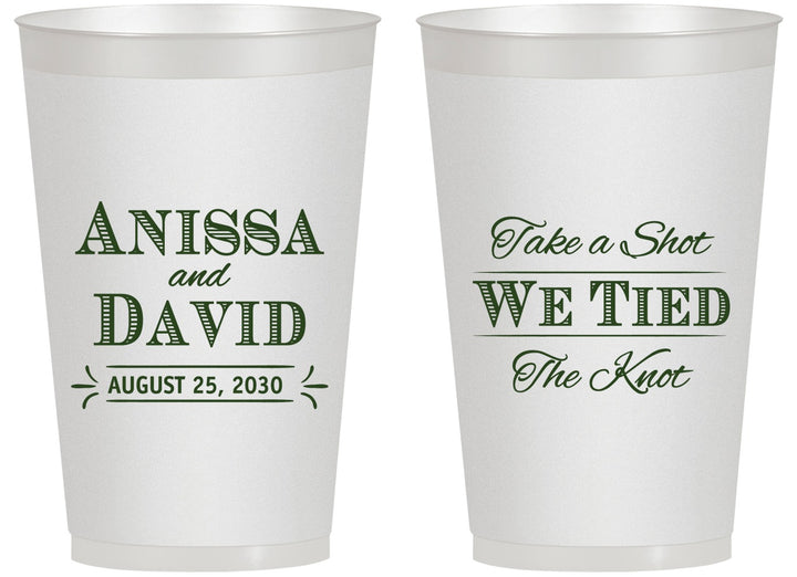 Personalized Wedding 14 oz Frosted Cups - Take A Shot We Tied The Knot | 551