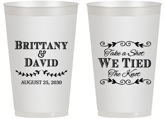 Personalized Wedding 14 oz Frosted Cups - Take A Shot We Tied The Knot | 552