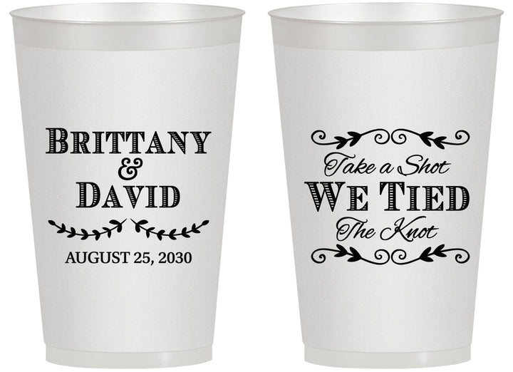 Personalized Wedding 14 oz Frosted Cups - Take A Shot We Tied The Knot | 552