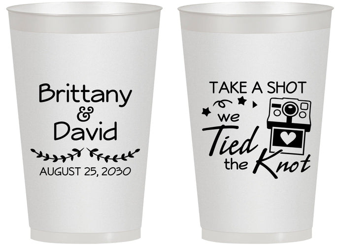 Personalized Wedding 14 oz Frosted Cups - Take A Shot We Tied The Knot | 553