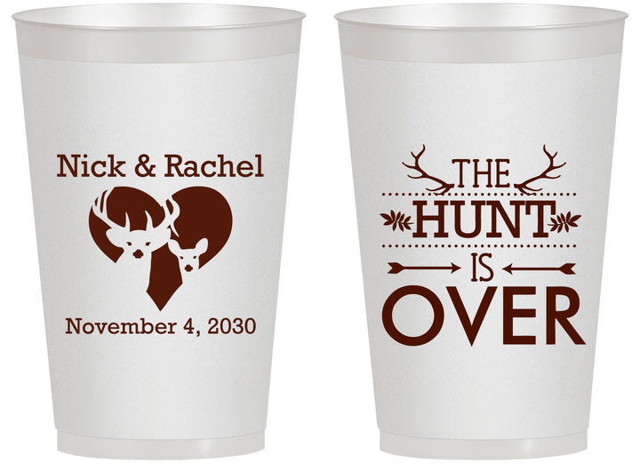 Personalized Wedding 14 oz Frosted Cups - The Hunt Is Over | 554