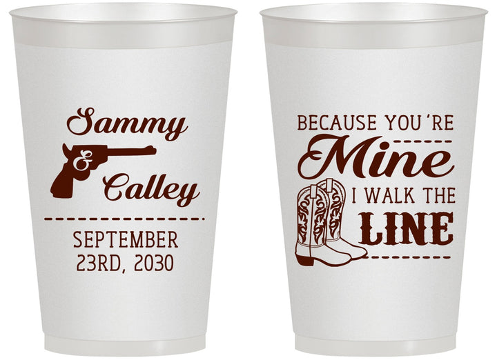 Personalized Wedding 14 oz Frosted Cups - I Walk The Line | 555
