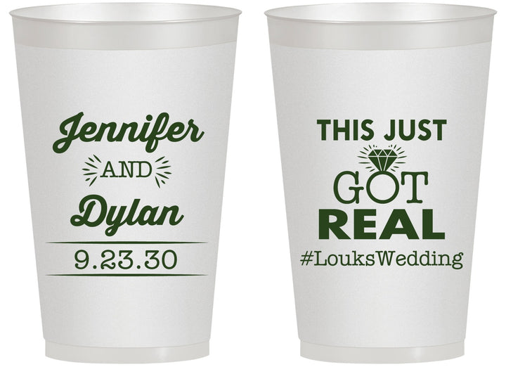 Personalized Wedding 14 oz Frosted Cups - Just Got Real | 557
