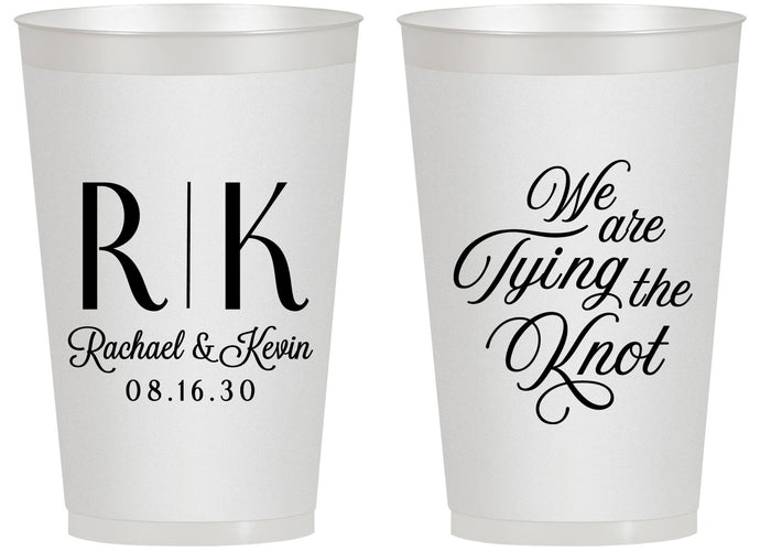 Personalized Wedding 14 oz Frosted Cups - Monogram Tying Knot | 559