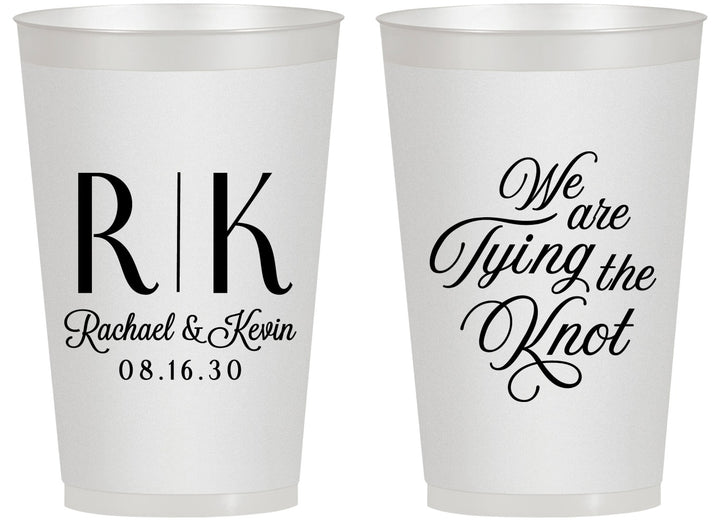 Personalized Wedding 14 oz Frosted Cups - Monogram Tying Knot | 559