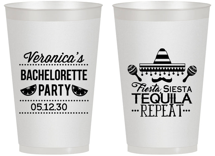 Personalized Bachelorette 14 oz Frosted Cups - Fiesta Siesta Tequila Repeat | 60000