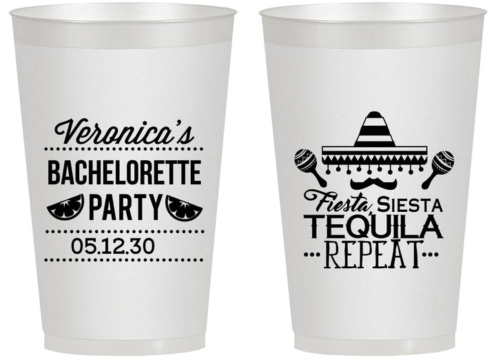 Personalized Bachelorette 14 oz Frosted Cups - Fiesta Siesta Tequila Repeat | 60000