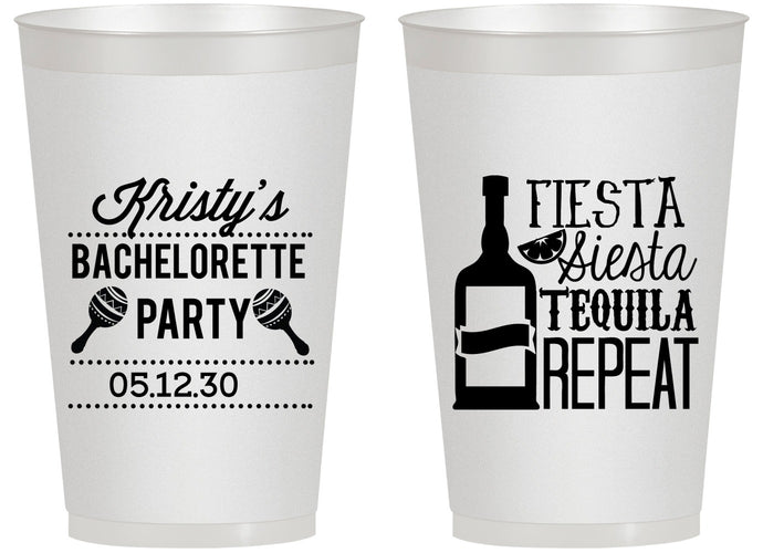 Personalized Bachelorette 14 oz Frosted Cups - Fiesta Siesta Tequila Repeat | 60002