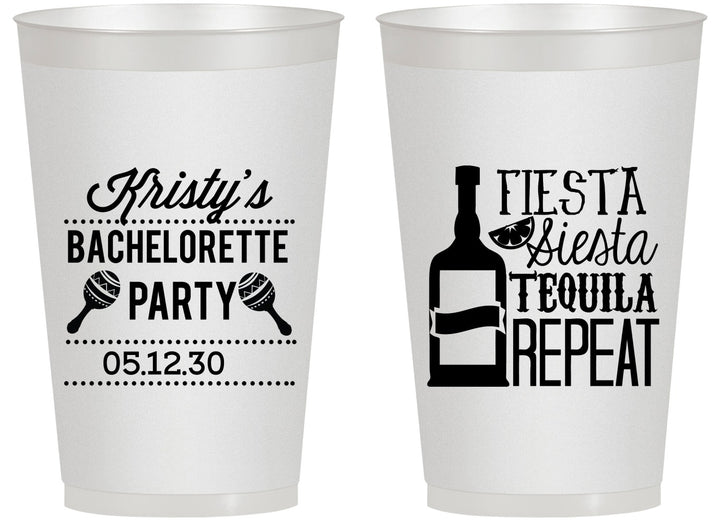 Personalized Bachelorette 14 oz Frosted Cups - Fiesta Siesta Tequila Repeat | 60002