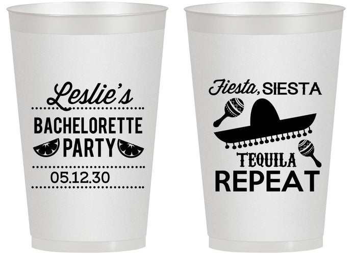 Personalized Bachelorette 14 oz Frosted Cups - Fiesta Siesta Tequila Repeat | 60003