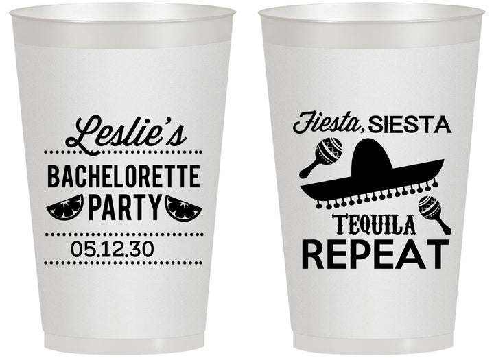 Personalized Bachelorette 14 oz Frosted Cups - Fiesta Siesta Tequila Repeat | 60003