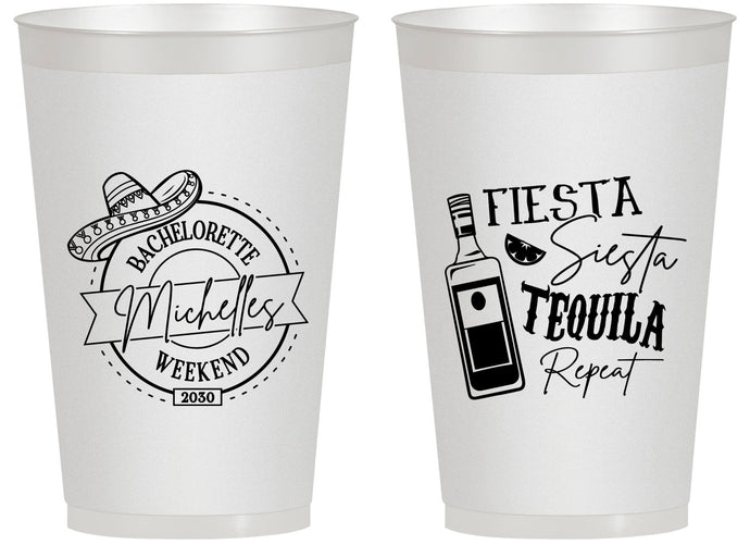 Personalized Bachelorette 14 oz Frosted Cups - Fiesta Siesta Tequila Repeat | 60004