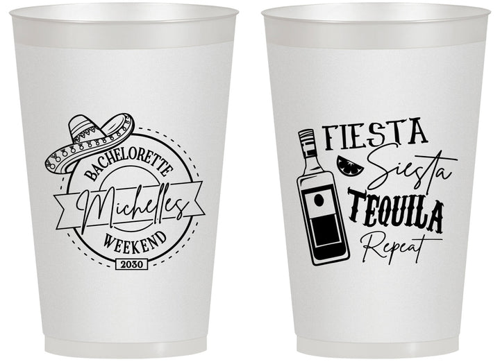 Personalized Bachelorette 14 oz Frosted Cups - Fiesta Siesta Tequila Repeat | 60004