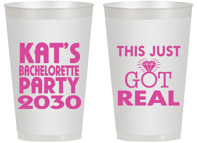 Personalized Bachelorette 14 oz Frosted Cups - This Just Got Real | 60013