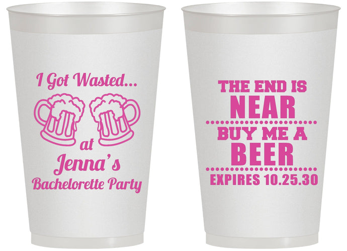 Personalized Bachelorette 14 oz Frosted Cups - I Got Wasted | 60015
