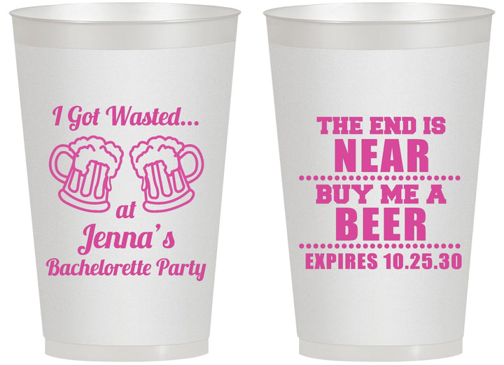 Personalized Bachelorette 14 oz Frosted Cups - I Got Wasted | 60015