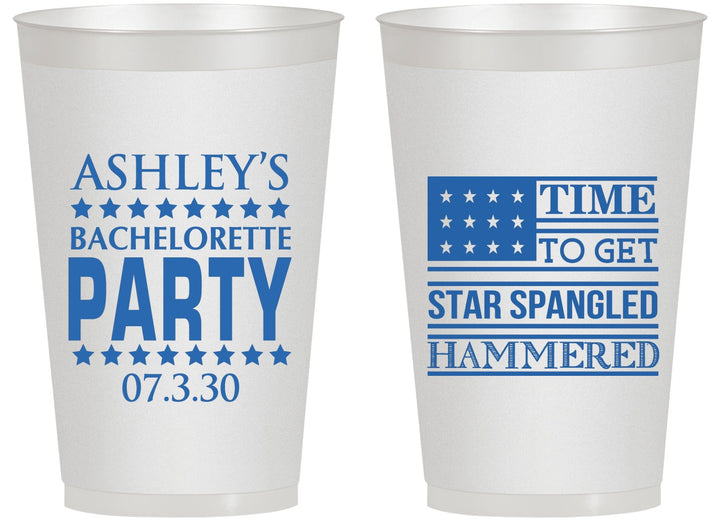Personalized Bachelorette 14 oz Frosted Cups - Star Spangled Hammered | 60025