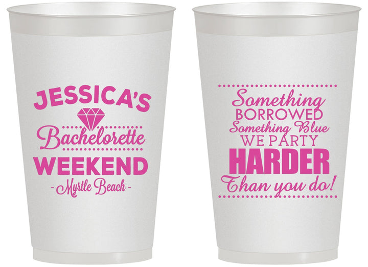 Personalized Bachelorette 14 oz Frosted Cups - Something Borrowed | 60028