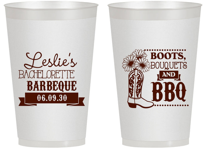 Personalized Bachelorette 14 oz Frosted Cups - Boots Bouquets Bbq | 60035