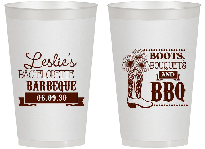 Personalized Bachelorette 14 oz Frosted Cups - Boots Bouquets Bbq | 60035