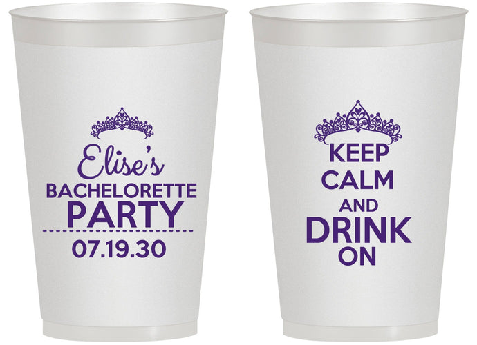 Personalized Bachelorette 14 oz Frosted Cups - Keep Calm Drink On | 60036
