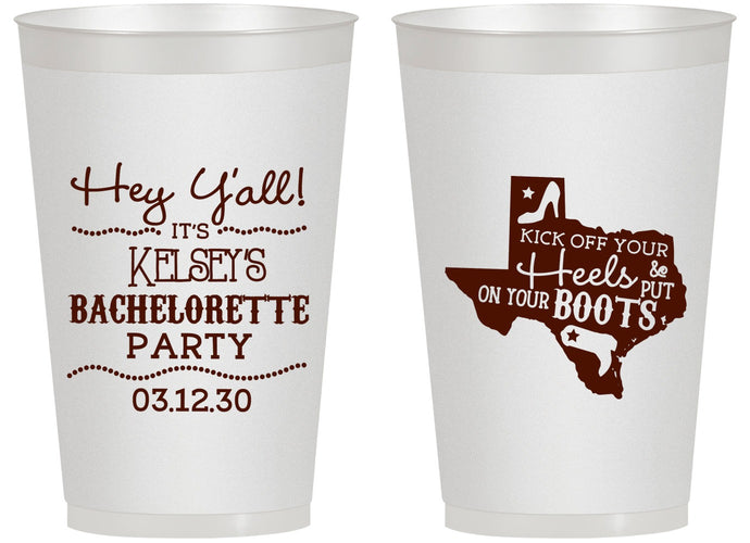 Personalized Bachelorette 14 oz Frosted Cups - Texas Cowgirl | 60041