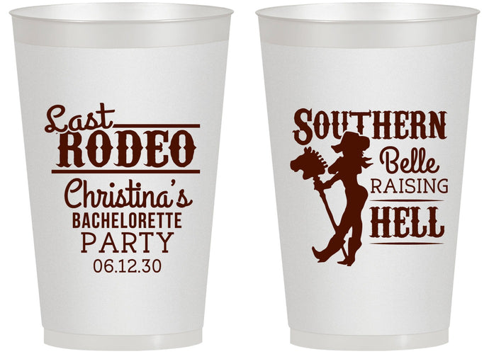 Personalized Bachelorette 14 oz Frosted Cups - Raising Hell Last Rodeo | 60042