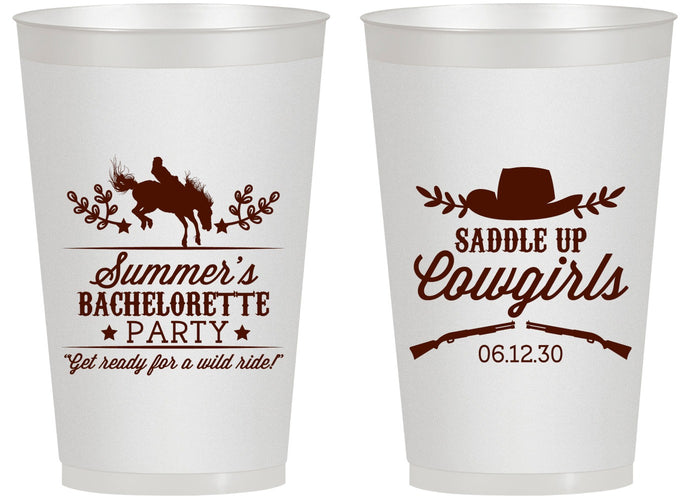 Personalized Bachelorette 14 oz Frosted Cups - Saddle Up Cowgirls | 60045