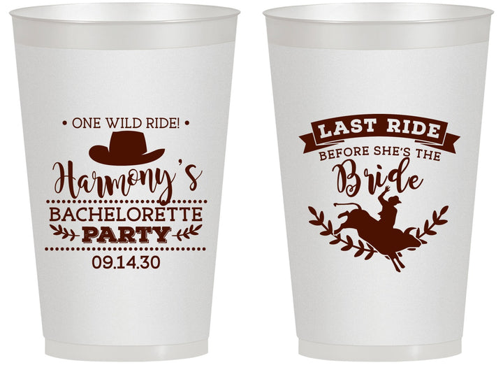 Personalized Bachelorette 14 oz Frosted Cups - Last Ride Before Bride | 60046