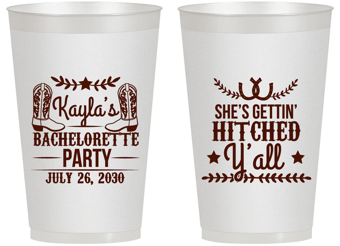 Personalized Bachelorette 14 oz Frosted Cups - Getting Hitched Yall | 60047