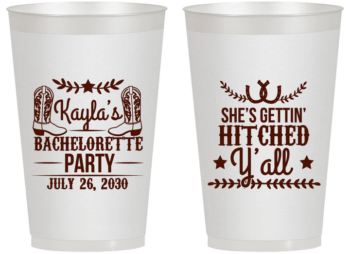 Personalized Bachelorette 14 oz Frosted Cups - Getting Hitched Yall | 60047