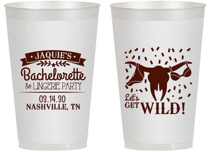 Personalized Bachelorette 14 oz Frosted Cups - Lets Get Wild Cowgirl | 60048