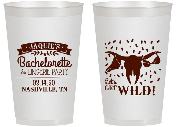 Personalized Bachelorette 14 oz Frosted Cups - Lets Get Wild Cowgirl | 60048