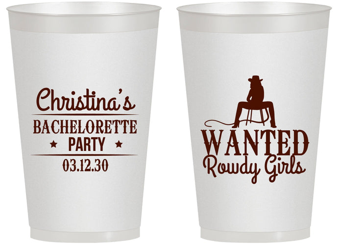 Personalized Bachelorette 14 oz Frosted Cups - Wanted Rowdy Girls | 60049