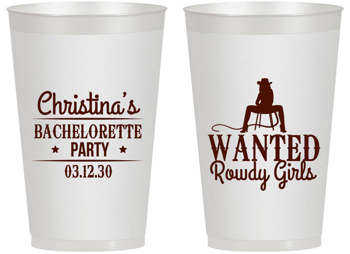 Personalized Bachelorette 14 oz Frosted Cups - Wanted Rowdy Girls | 60049