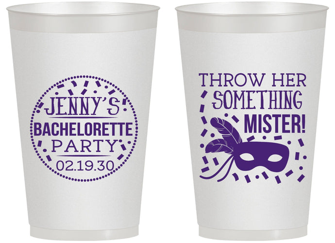 Personalized Bachelorette 14 oz Frosted Cups - Mardi Gras | 60055