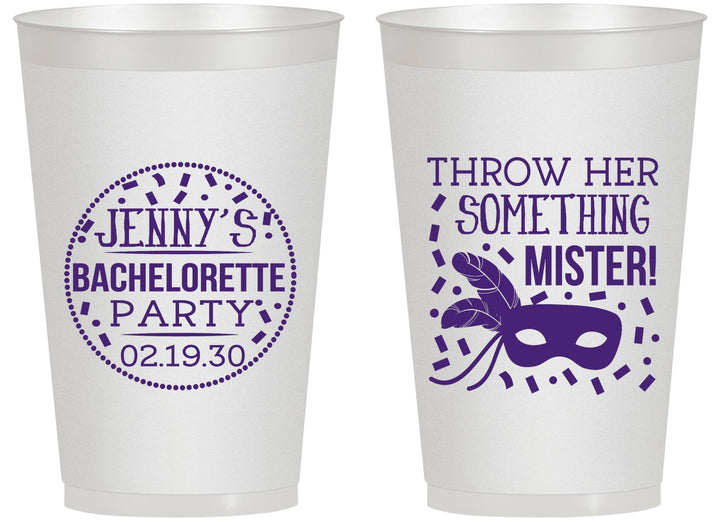 Personalized Bachelorette 14 oz Frosted Cups - Mardi Gras | 60055