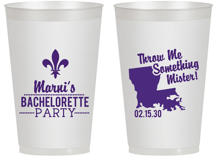 Personalized Bachelorette 14 oz Frosted Cups - Mardi Gras | 60056