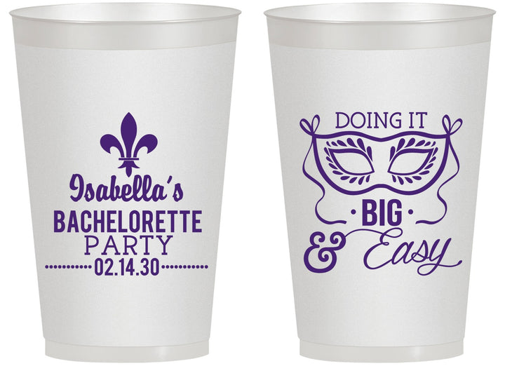 Personalized Bachelorette 14 oz Frosted Cups - Mardi Gras | 60059