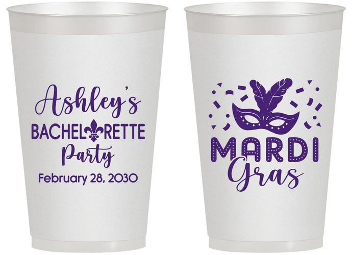 Personalized Bachelorette 14 oz Frosted Cups - Mardi Gras | 60060