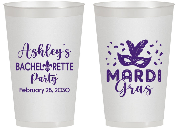 Personalized Bachelorette 14 oz Frosted Cups - Mardi Gras | 60060