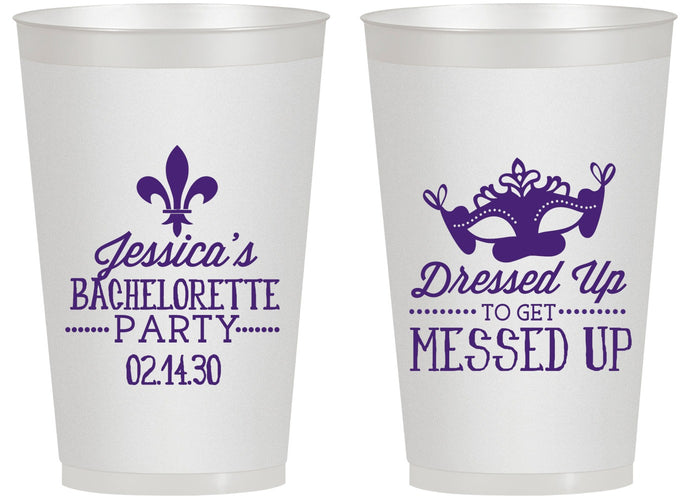 Personalized Bachelorette 14 oz Frosted Cups - Mardi Gras | 60061