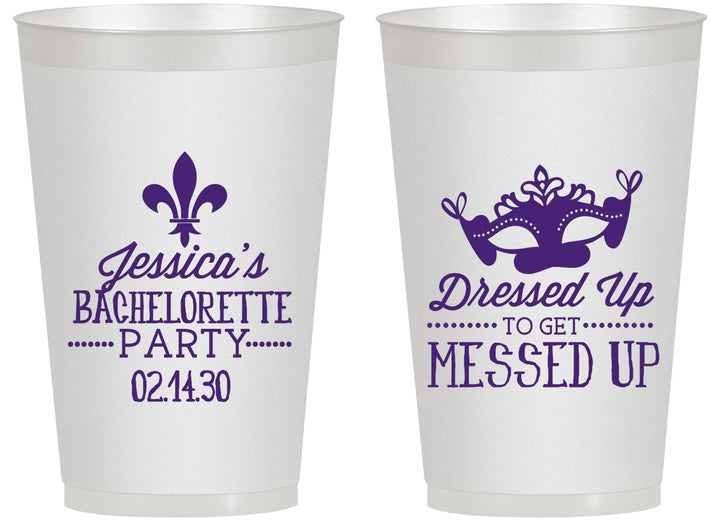 Personalized Bachelorette 14 oz Frosted Cups - Mardi Gras | 60061