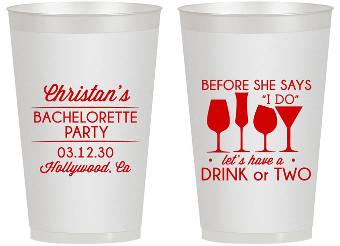 Personalized Bachelorette 14 oz Frosted Cups - Before She Says I Do | 60064