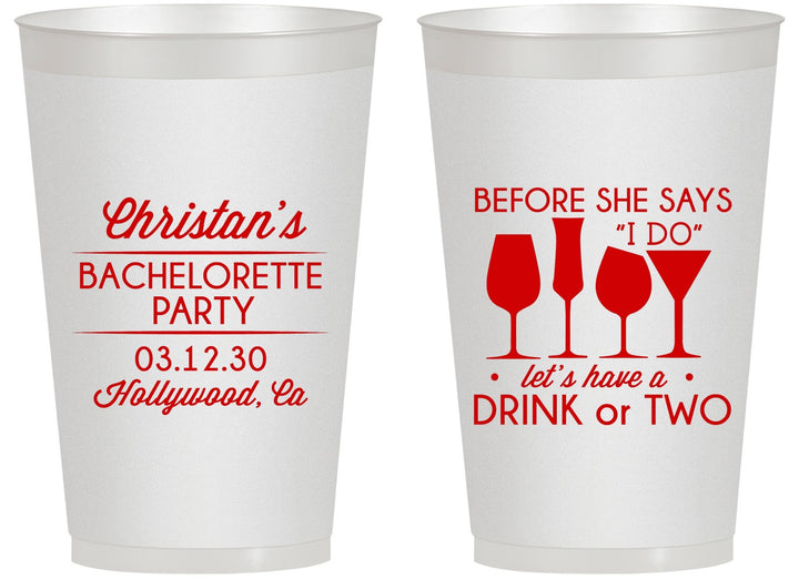 Personalized Bachelorette 14 oz Frosted Cups - Before She Says I Do | 60064
