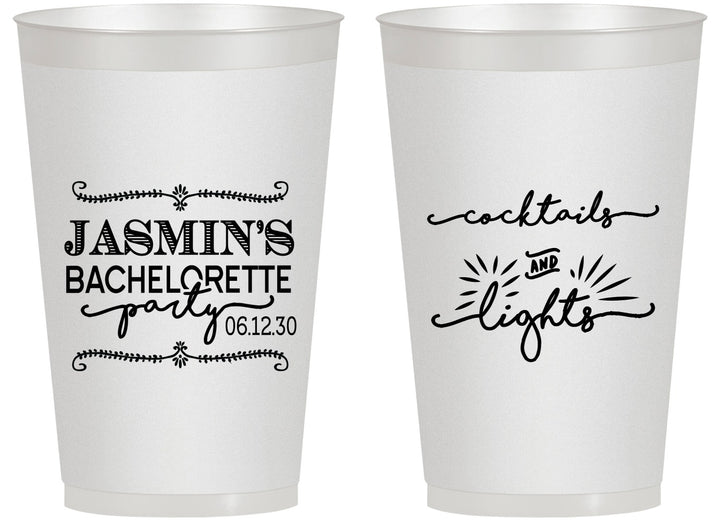 Personalized Bachelorette 14 oz Frosted Cups - Cocktails And Lights | 60065