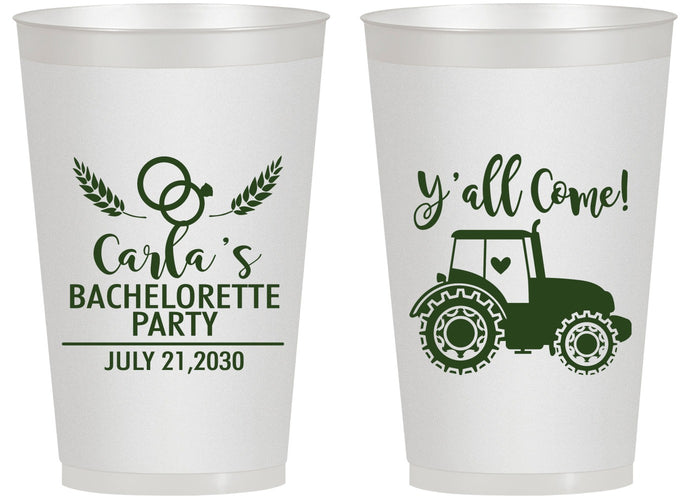 Personalized Bachelorette 14 oz Frosted Cups - Tractor Farm | 60070