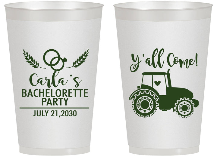 Personalized Bachelorette 14 oz Frosted Cups - Tractor Farm | 60070
